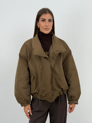 Giacca Bomber con Pelliccia Khaki