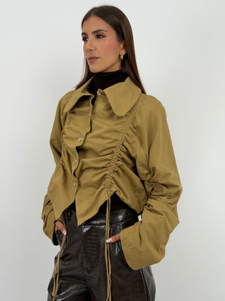 Giacca con Arricciature Cammello