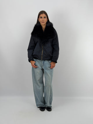 Giacca Double Face in Pelliccia Blu