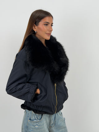 Giacca Double Face in Pelliccia Blu