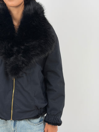 Giacca Double Face in Pelliccia Blu