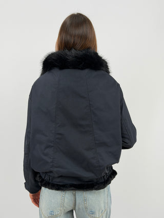 Giacca Double Face in Pelliccia Blu