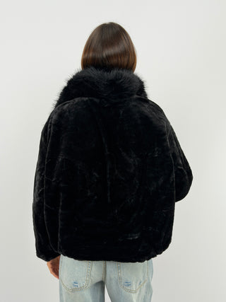 Giacca Double Face in Pelliccia Blu