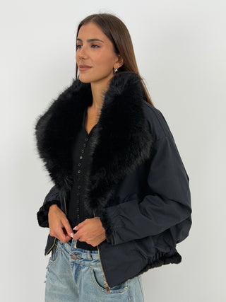 Giacca Double Face in Pelliccia Blu