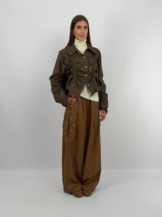 Giacca con Arricciature Khaki