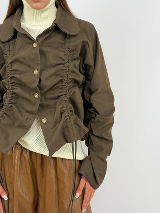 Giacca con Arricciature Khaki