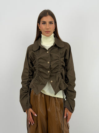 Giacca con Arricciature Khaki
