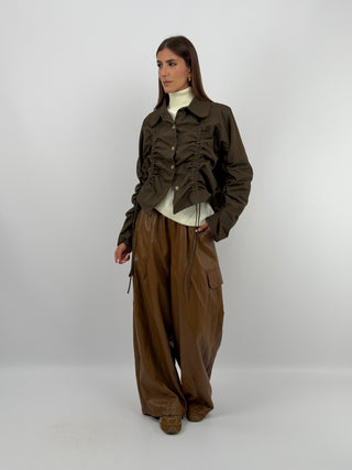 Giacca con Arricciature Khaki