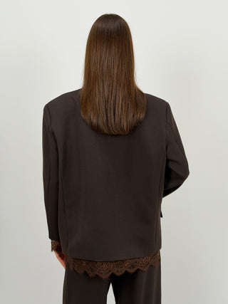 Blazer Lumina con Bordi in Pizzo Marrone