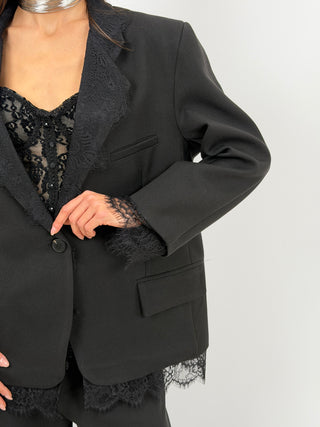 Blazer Lumina con Bordi in Pizzo Nero
