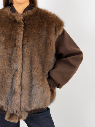 Giubbino Lumina in Panno con Pelliccia Marrone