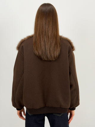 Giubbino Lumina in Panno con Pelliccia Marrone