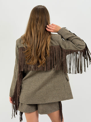 Blazer in Panno con Frange