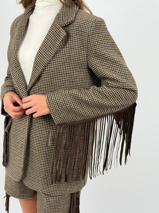 Blazer in Panno con Frange