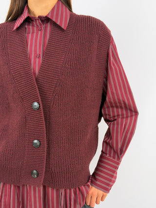 Gilet in Maglia con Bottoni Bordeaux - Lumina