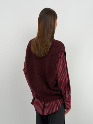 Gilet in Maglia con Bottoni Bordeaux - Lumina