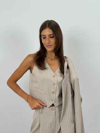 Gilet Gessato Sinner Sabbia
