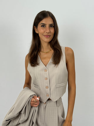 Gilet Gessato Sinner Sabbia
