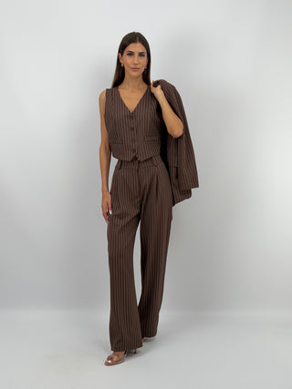 Gilet Gessato Marrone