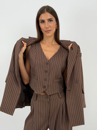 Gilet Gessato Marrone