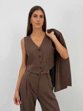 Gilet Gessato Marrone