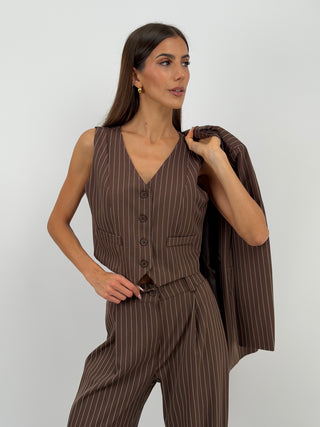 Gilet Gessato Marrone