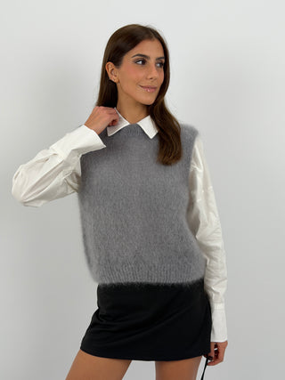 Gilet in Kid Mohair Grigio