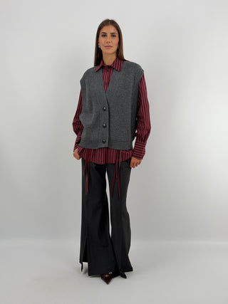 Gilet in Maglia con Bottoni Grigio - Lumina