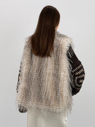 Gilet in Pelliccia Effetto Piuma