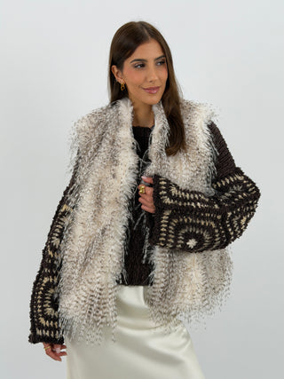 Gilet in Pelliccia Effetto Piuma