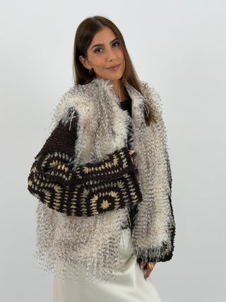 Gilet in Pelliccia Effetto Piuma