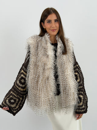 Gilet in Pelliccia Effetto Piuma