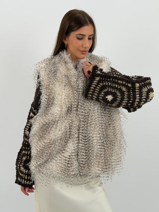 Gilet in Pelliccia Effetto Piuma