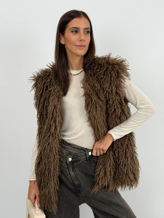 Gilet in Eco Mongolia Marrone