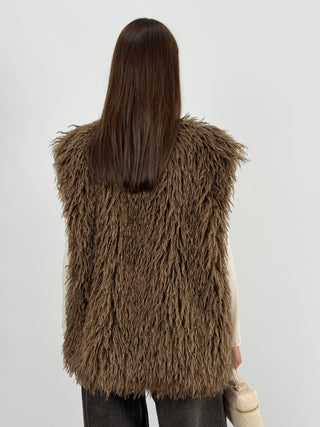 Gilet in Eco Mongolia Marrone