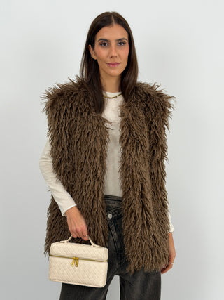 Gilet in Eco Mongolia Marrone