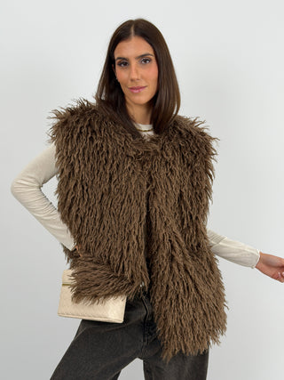 Gilet in Eco Mongolia Marrone