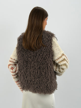 Gilet in Eco Mongolia Marrone