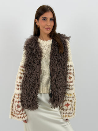 Gilet in Eco Mongolia Marrone