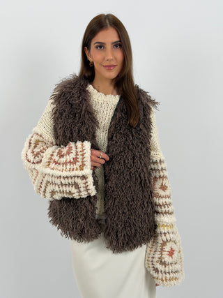 Gilet in Eco Mongolia Marrone