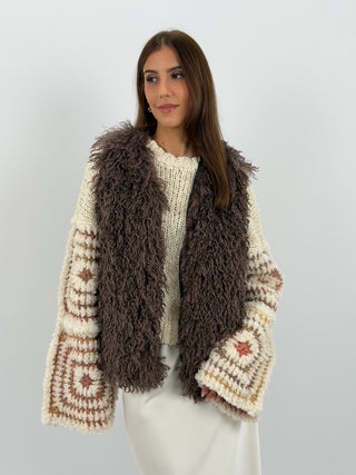 Gilet in Eco Mongolia Marrone
