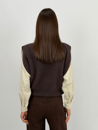 Gilet in Misto Alpaca Marrone
