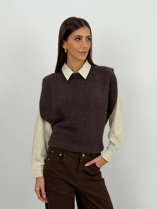 Gilet in Misto Alpaca Marrone