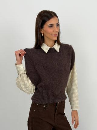 Gilet in Misto Alpaca Marrone