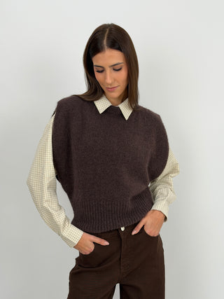 Gilet in Misto Alpaca Marrone