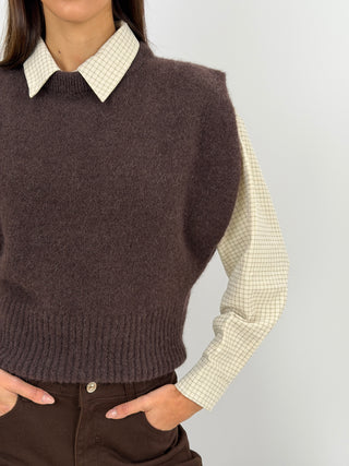 Gilet in Misto Alpaca Marrone