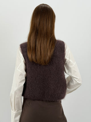 Gilet in Kid Mohair Marrone