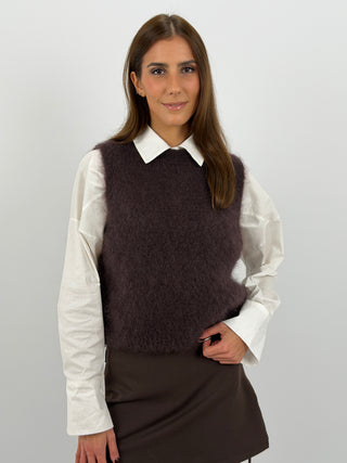 Gilet in Kid Mohair Marrone