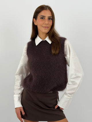 Gilet in Kid Mohair Marrone