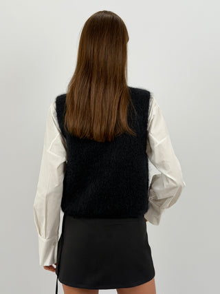 Gilet in Kid Mohair Nero